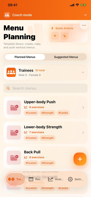 FitRoster training template on iPhone